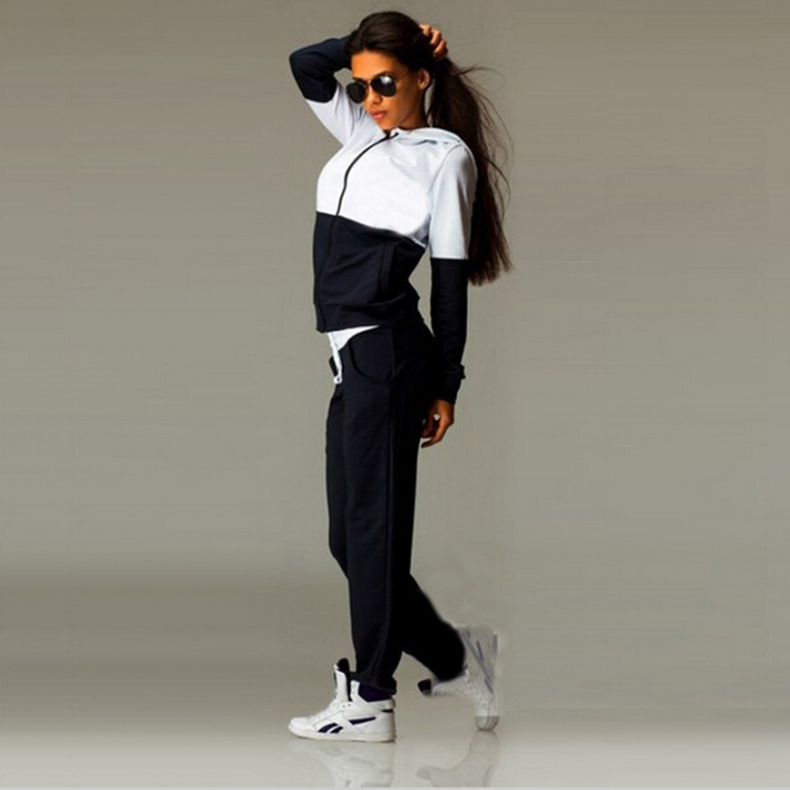 Patchwork Zipper Top And Pants Plus size Tracksuit Women Hoodies Sweatshirts Casual Warm Sweat Suit