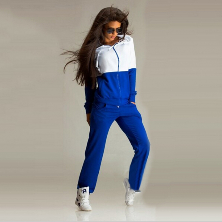 Patchwork Zipper Top And Pants Plus size Tracksuit Women Hoodies Sweatshirts Casual Warm Sweat Suit