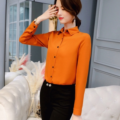 High quality Office Lady Spring Summer Long Sleeved Solid Shirt plus size Blouses Shirts Blusas