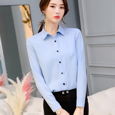 High quality Office Lady Spring Summer Long Sleeved Solid Shirt plus size Blouses Shirts Blusas
