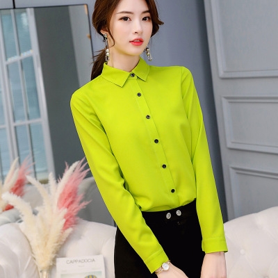 High quality Office Lady Spring Summer Long Sleeved Solid Shirt plus size Blouses Shirts Blusas