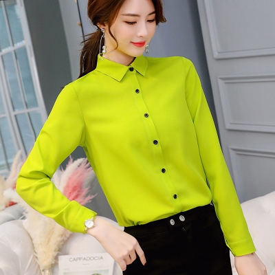 High quality Office Lady Spring Summer Long Sleeved Solid Shirt plus size Blouses Shirts Blusas