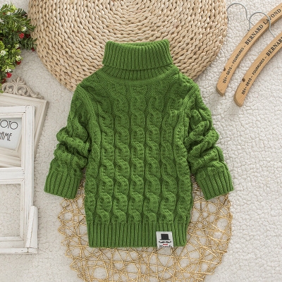 High quality Boys Girls Turtleneck Solid Kids Sweaters Soft Warm Winter Children's Sweater
