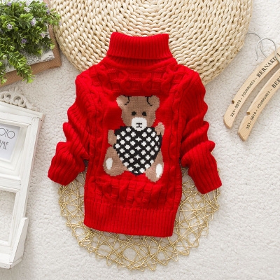 High quality Boys Girls Turtleneck with Beard Label Solid Kids Sweaters Soft Warm Winter Children's Sweater