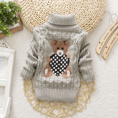 High quality Boys Girls Turtleneck with Beard Label Solid Kids Sweaters Soft Warm Winter Children's Sweater