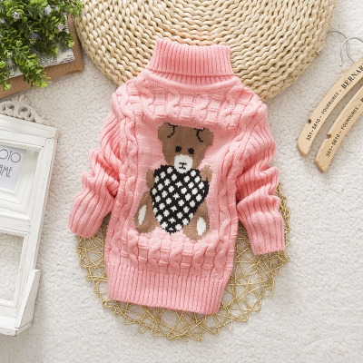 High quality Boys Girls Turtleneck with Beard Label Solid Kids Sweaters Soft Warm Winter Children's Sweater