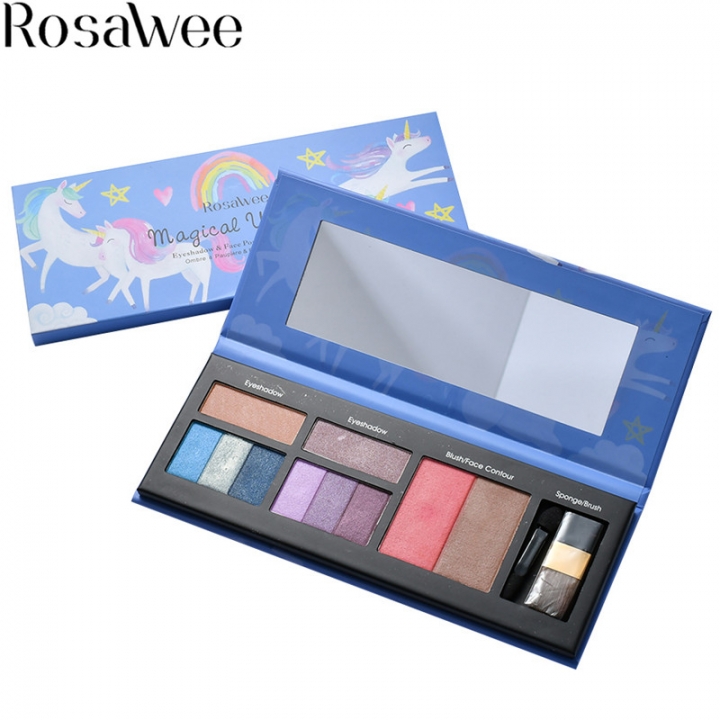 2021 High quality Unicorn Eyeshadow Palette Make Up Glitter Eyeshadow Highlighter Blush With Brush Suit Eye Makeup