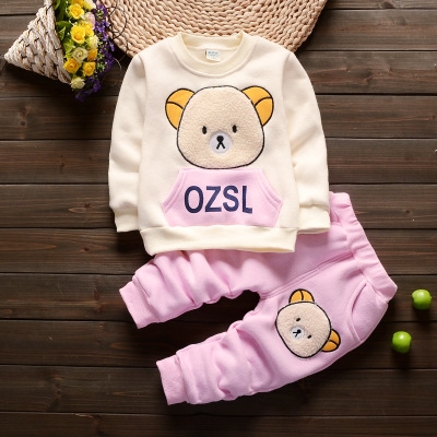 High quality Winter Baby Clothes Set Long Sleeve Fleece Cartoon Boys Tops Vest  velvet Pants 3pcs Thick Warm Suit