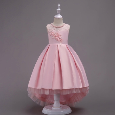 2021 High quality Knee Children Sequin Flower Dress Girls Wedding Party Parade Prom Princess Formal Occasion Dress