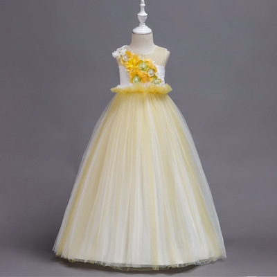 2021 High quality Girls Princess Dress Floral Embroidery Dress Summer Kids Tulle Dresses for Girls Party Dress