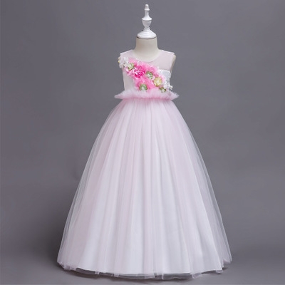 2021 High quality Girls Princess Dress Floral Embroidery Dress Summer Kids Tulle Dresses for Girls Party Dress