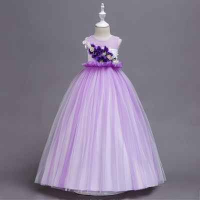 2021 High quality Girls Princess Dress Floral Embroidery Dress Summer Kids Tulle Dresses for Girls Party Dress