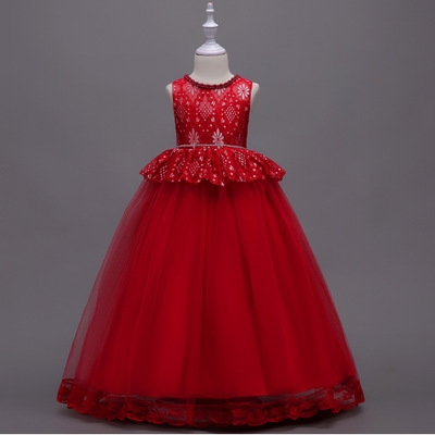 2021 High quality Flower Girls wedding dress for Christmas party sleeveless girls clothes Chiffon Christmas custume