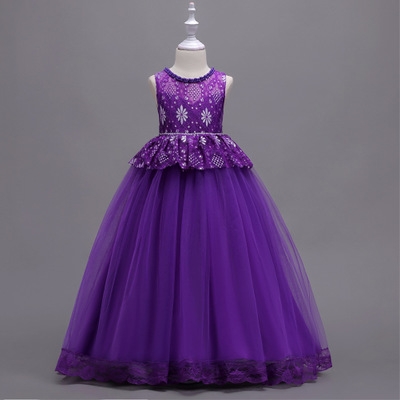 2021 High quality Flower Girls wedding dress for Christmas party sleeveless girls clothes Chiffon Christmas custume