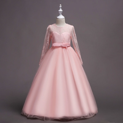 High quality Girls Diamond Lace Sequined Gown Princess Children Girl Gress For Wedding Girls Party Dresses