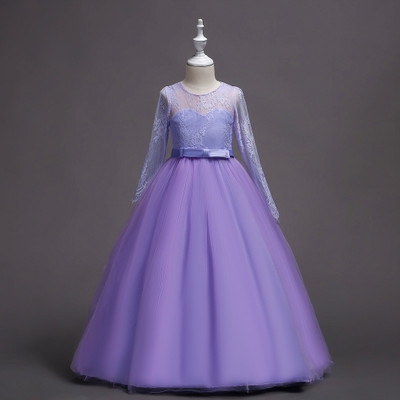 High quality Girls Diamond Lace Sequined Gown Princess Children Girl Gress For Wedding Girls Party Dresses