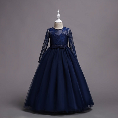 High quality Girls Diamond Lace Sequined Gown Princess Children Girl Gress For Wedding Girls Party Dresses