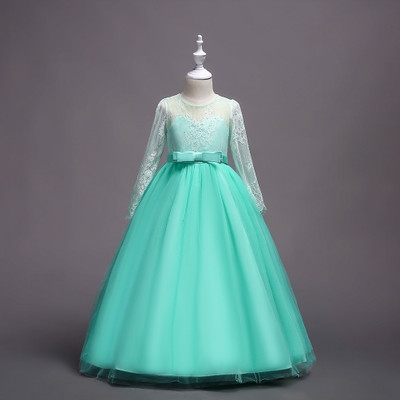 High quality Girls Diamond Lace Sequined Gown Princess Children Girl Gress For Wedding Girls Party Dresses