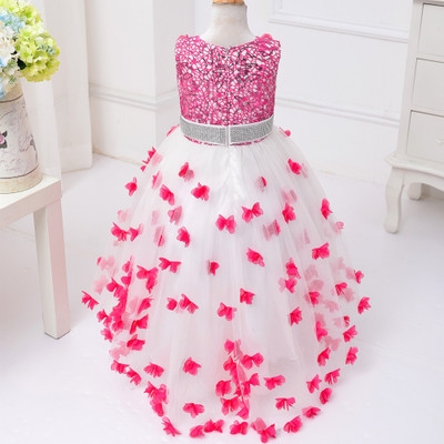 2021 High quality Summer Girl Dress for Wedding Party Embroidery Gold Sequins Flowers Princess Girls Dresses