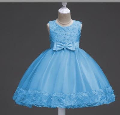 2021 High quality Flower Appliques Girls Dresses for Party Baby Girls Clothes Tulle Sleeveless Princess Wedding Dress