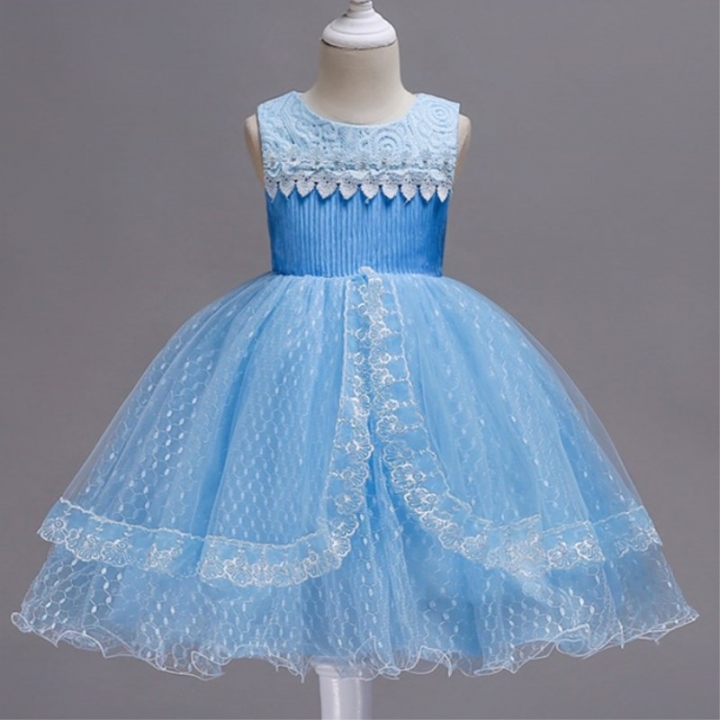 2021 High quality Princess Girl Party Dresses Flower Petals Bow Wedding Dress for Christmas Kids Birthday Clothes