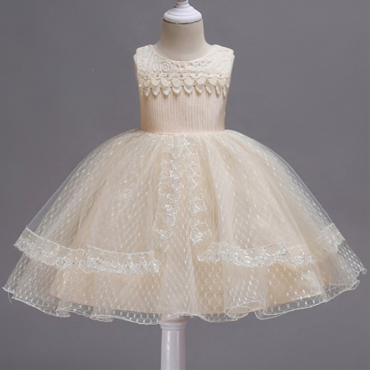 2021 High quality Princess Girl Party Dresses Flower Petals Bow Wedding Dress for Christmas Kids Birthday Clothes