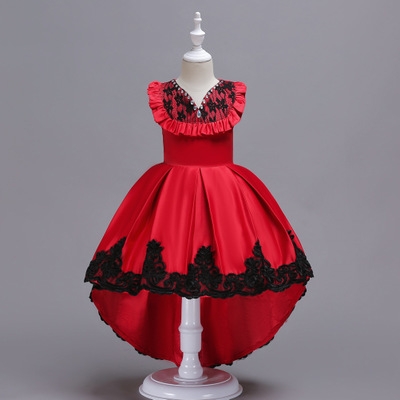 2021 High quality New Girls Dress Christmas Party Baby Girls Lace Bowknot Gown Dress Sleeveless Princess Dress