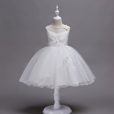 2021 High quality Girl Summer pearl Floral Gown Dress For Girls Princess Birthday Party Dresses Kids Wedding Dress