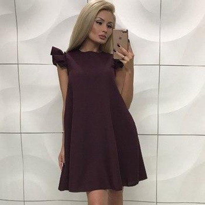 High quality Women Ruffle shoulder summer dress Vintage A-Line Loose short dresses Female Vestidos