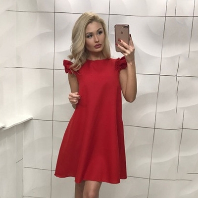 High quality Women Ruffle shoulder summer dress Vintage A-Line Loose short dresses Female Vestidos