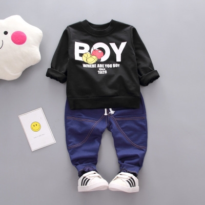 2021 High quality Children's Suit Cartoon Infant Clothing Children's Wear Boys Cotton Long-Sleeved Top Pant 2pcs