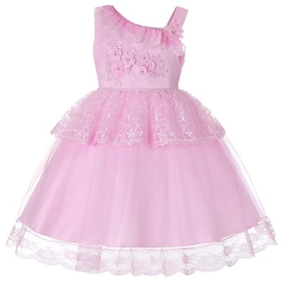 2021 High quality Kid Girl Dresses Lace Flower Tutu Dress Formal Wedding Bowknot Outfits Princess Party Dress