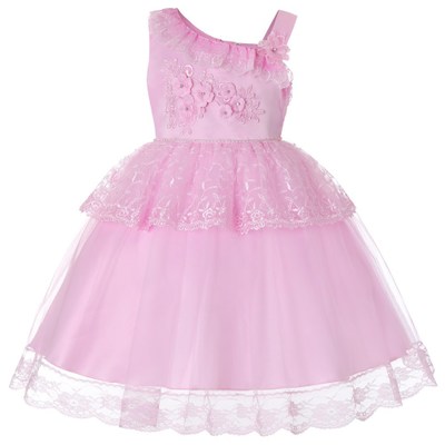 2021 High quality Kid Girl Dresses Lace Flower Tutu Dress Formal Wedding Bowknot Outfits Princess Party Dress