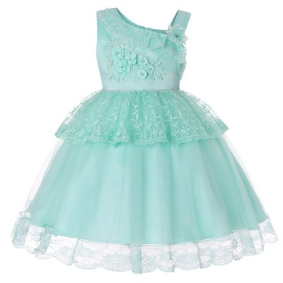 2021 High quality Kid Girl Dresses Lace Flower Tutu Dress Formal Wedding Bowknot Outfits Princess Party Dress