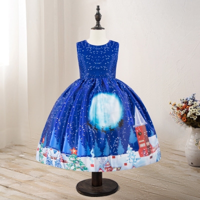 2021 High quality Girl Christmas Dress Baby Snowman Holiday Children Clothing Party Kids Santa Claus Costume Gift