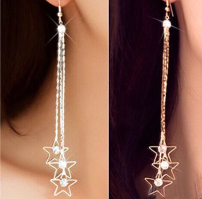 2021 High quality New Fashion Silver Plated Dangle Hanging Gem Stone Rhinestone Long Drop Earrings For Women Jewelry