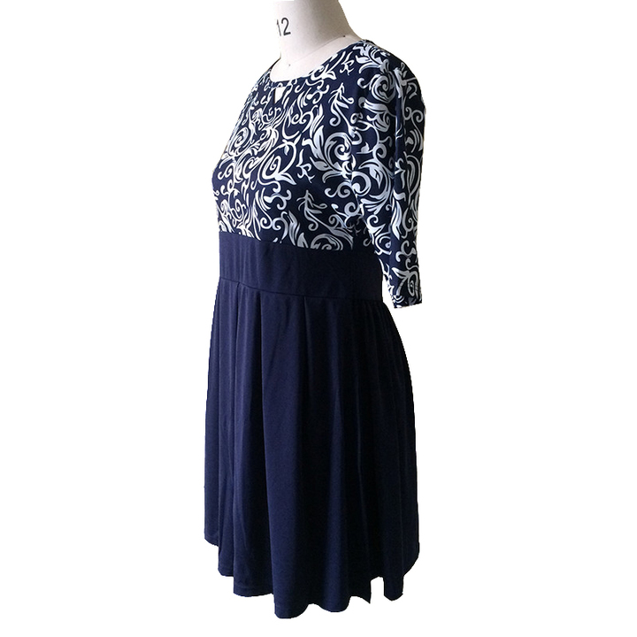 2021 High quality plus size women clothing dress L-6xl Autumn printing Dress casual women patchwork party dresses