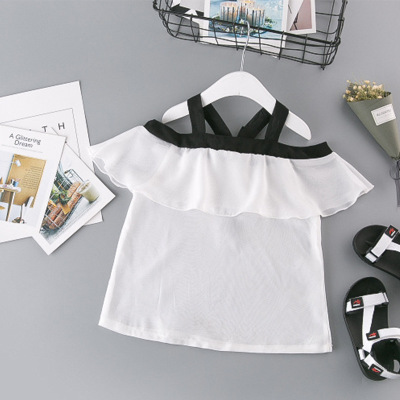 2021 High quality Infant Baby Girl Summer Sweet Dress Ruffles Solid Backless Cross A-Line Knee-Length Overalls Dress