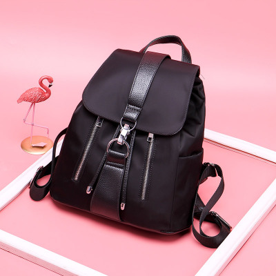 High quality Women Backpack School Bags For Teenager Girls Nylon Zipper Lock Design Black Femme Mochila Backpack