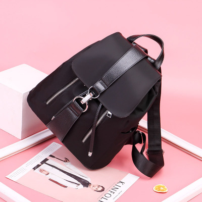 High quality Women Backpack School Bags For Teenager Girls Nylon Zipper Lock Design Black Femme Mochila Backpack