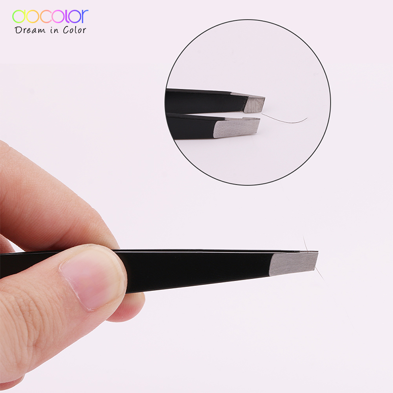 High quality 1PC Black Eyebrow Tweezer Hair Beauty Slanted Puller Stainless Steel Eye Brow Clips Makeup Tool