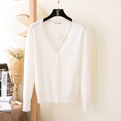 High quality Cardigan Sweater Women Solid Color V-Neck Long Sleeve Crochet Knit Sweater Coat