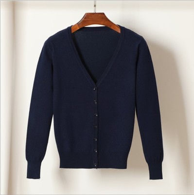 High quality Cardigan Sweater Women Solid Color V-Neck Long Sleeve Crochet Knit Sweater Coat