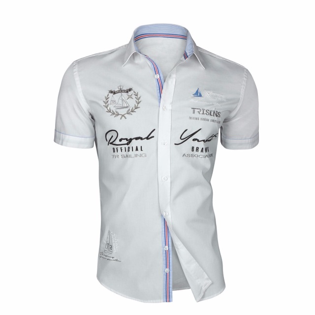 2021 High quality Men Casual Shirts Slim Fit Men's Casual Button Down Shirt Short Sleeve Formal Dress Shirts Men