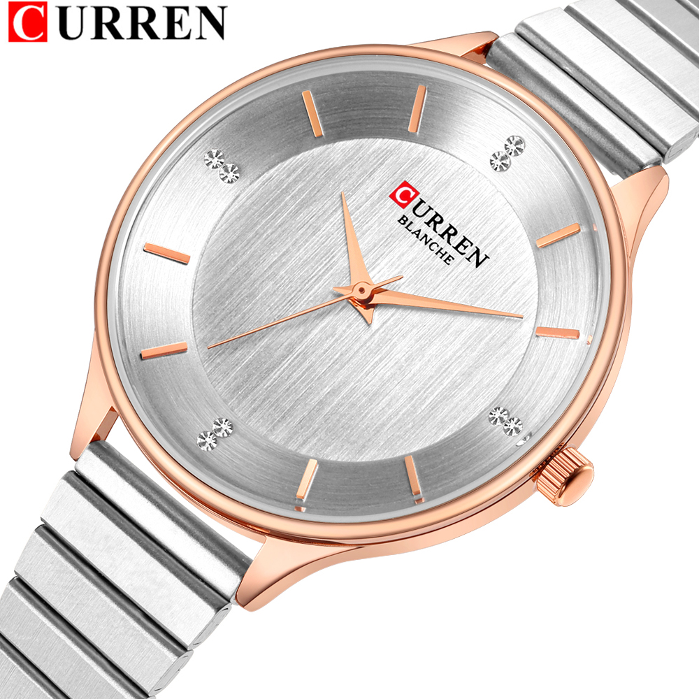 High quality CURREN Female Clock Silver Quartz Womens Watches With Stainless Steel Strap Ladies Wrist Watch