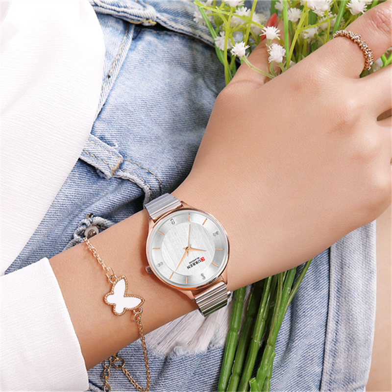 High quality CURREN Female Clock Silver Quartz Womens Watches With Stainless Steel Strap Ladies Wrist Watch