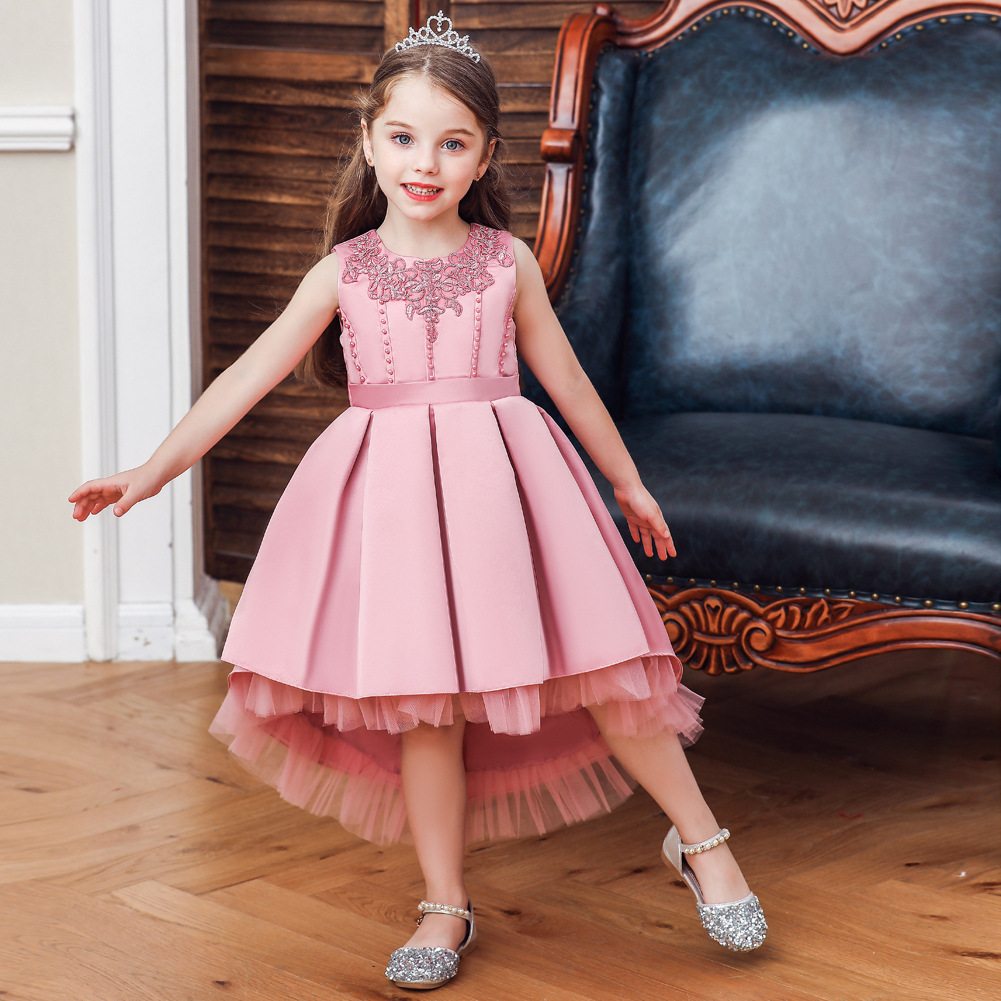 High quality Girl Dress Lace Appliques Children Kids Dresses For Girls Birthday Dresses Girls Formal Clothing