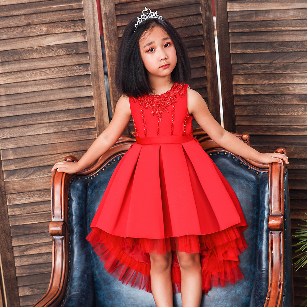 High quality Girl Dress Lace Appliques Children Kids Dresses For Girls Birthday Dresses Girls Formal Clothing