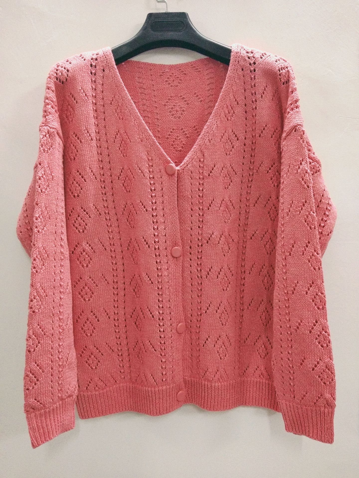 2021 High quality Europe and America sweater cardigan ladies solid color hollow V-neck sweater womens sweaters knit