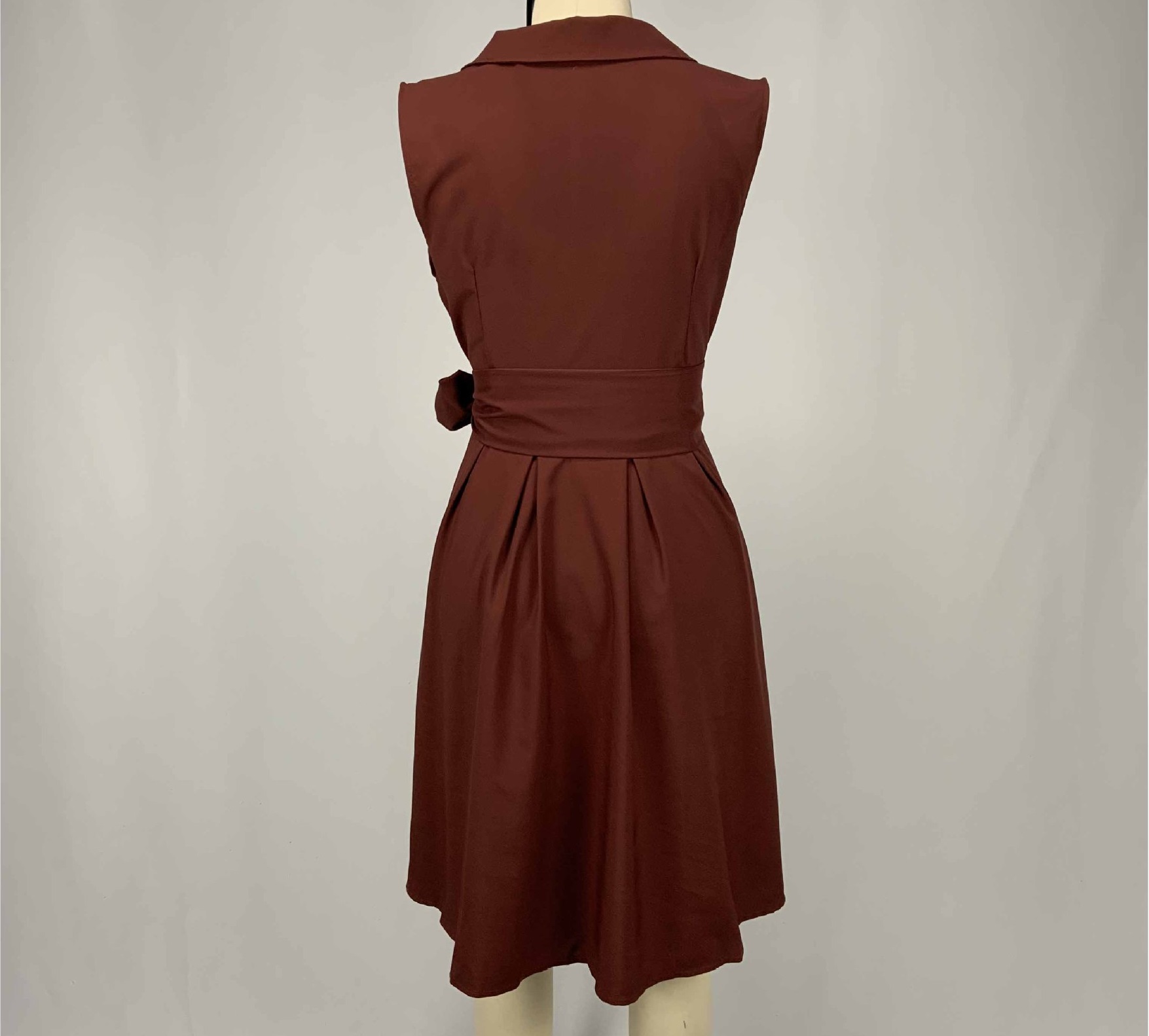 High quality Casual Women Dress Sleeveless Notched Navy Blue Dress Sashes Summer A-line Beach Maxi